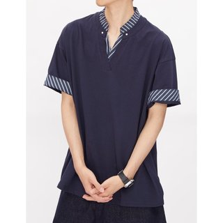 Áo thun nam cổ điển Nhật Bản, cổ chữ V giả, phù hợp mặc thoải mái