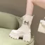 Hàng Châu Âu 9cm Đế Dày Giày Bốt Martin Nữ Thu Đông Phong Cách Mới Nhỏ Tăng Cường Hiệp Sĩ Giày Bốt Muffin Ren-Up Giày Bốt Ngắn