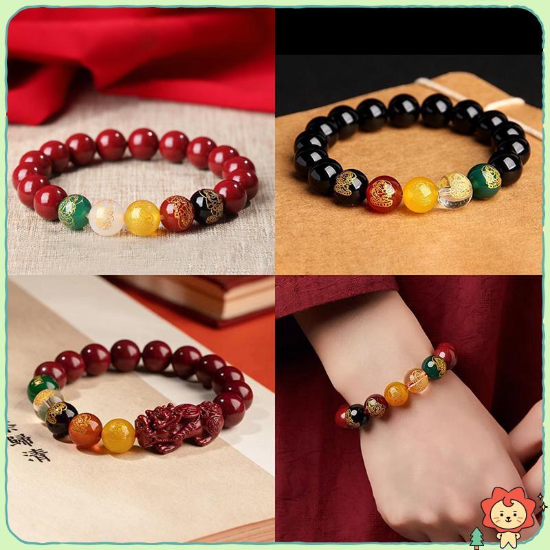 [Jielus] Cinnabar Pixiu Vòng tay Thiết kế cổ điển Hạt Lắc tay Quà tặng Nam Nữ Bùa hộ mệnh Trang sức tự nhiên Quà tặng quyến rũ Vòng tay chạm khắc