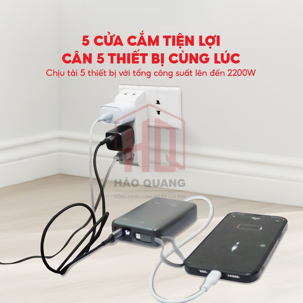 Ổ Cắm Chia Điện SOPOKA P25 Chống Tuột, Công Suất 2200W, Xoay 90 Độ, Dùng Cho Gia Đình & Văn Phòng