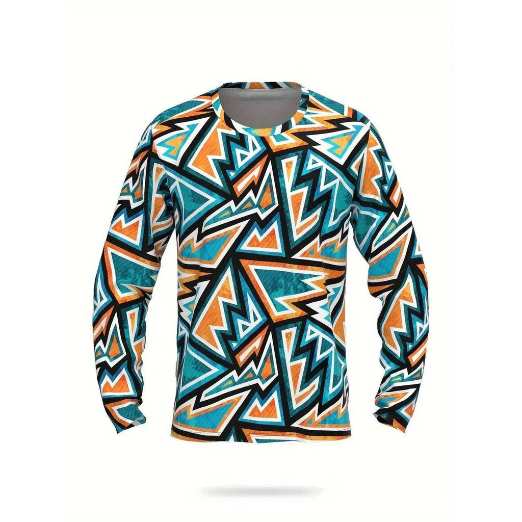 Áo thun dài tay Motocross & leo núi 3D | Áo câu cá cắm trại cưỡi ngựa ngoài trời dành cho nam