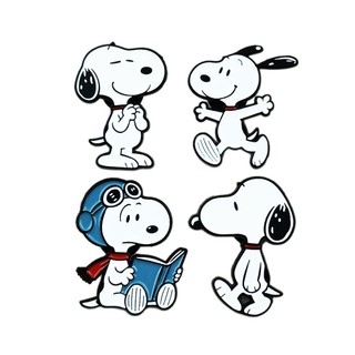 4 Cái / bộ Dễ Thương Snoopy Puppy Trâm Động Vật Kim Loại Huy Hiệu Trẻ Em Túi Trang Trí Pin
