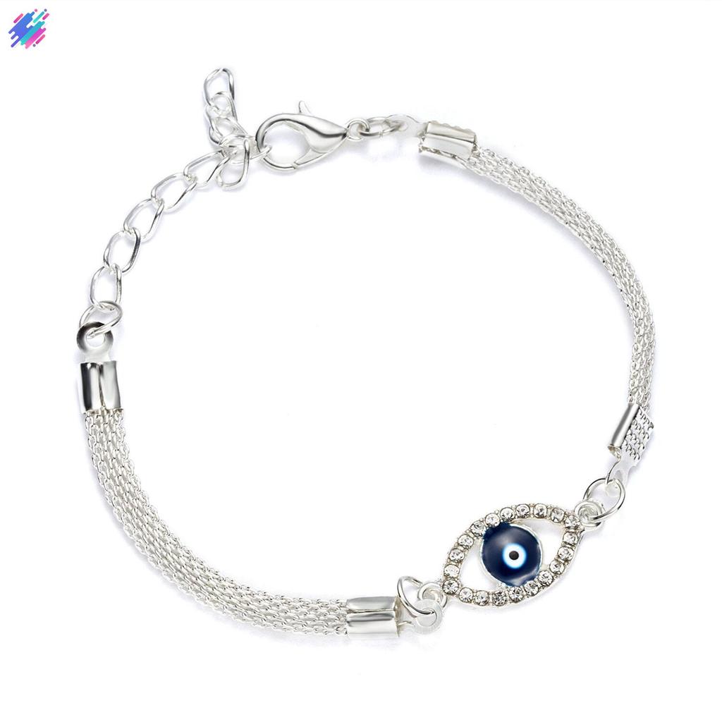 Vòng tay mắt xanh pha lê bạc - Trang sức quyến rũ may mắn cho nữ