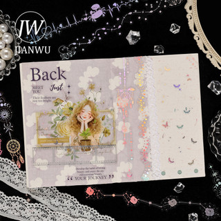 JIANWU Ánh Trăng Tadal Đêm Series Ngôi Sao Vintage Hoa Dây Xích Vật Liệu Phong Cảnh Cắt Dán PET Nhãn Dán Sáng Tạo Tạp Chí Văn Phòng Phẩm