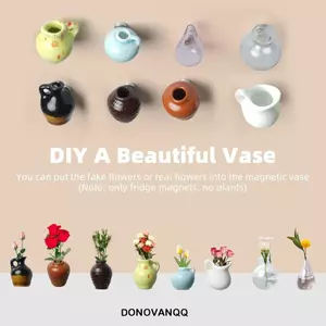 DONOVANQQ 8 Miếng Dán Tủ Lạnh Bình Hoa, Bình Nam Châm Tủ Lạnh Nhựa DIY, Cá Tính Dễ Thương Tinh Tế 3D Sáng Tạo Nam Châm Tủ Lạnh Nhà Bếp