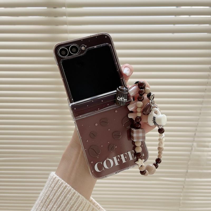 Ốp Điện Thoại Hạt Cà Phê 3D Thích Hợp Cho Samsung Galaxy ZFlip7 zflip6 Dây Gấp Vỏ Cứng Cho Z Flip 7 6 5 4 3 5G PuraX N3Flip MixFlip 2 Vỏ Bảo Vệ