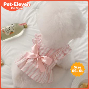 Quần áo dễ thương cho mèo Chó Váy sọc tay bay nhỏ dễ thương Chó nhỏ Teddy Vàng Gradient Quần áo mèo Muppet