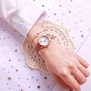 Đồng hồ đeo tay thời trang nữ Đồng hồ họa tiết mèo dễ thương có vòng tay Bộ quà tặng sinh nhật bạn gái
