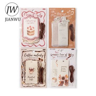 JIANWU Mảnh Khoảnh Khắc Dòng Vintage Cà Phê Phong Cảnh Nhãn Chất Liệu Cắt Dán Thêu Sò Nhãn Dán Sáng Tạo Tạp Chí Văn Phòng Phẩm