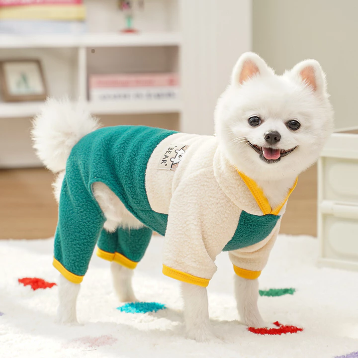Quần Áo Bốn Chân Thú Cưng Size Vừa Chó Teddy Quần Áo Mèo Đồ Dùng Cho Chó Lông Cừu Cực Màu Sắc Tương Phản Mèo Ấm Áp Xuyên Biên Giới Thu Đông