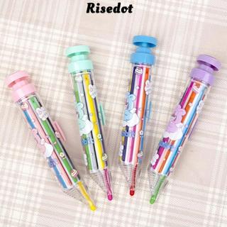 Bút chì màu trẻ em RISEDOT, Bút vẽ xoay nhiều màu, Bộ bút chì ép màu tay 8 trong 1