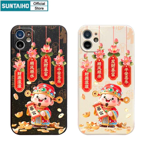 Ốp Điện Thoại Ibumipers Thanh Lịch Thần Tài Phước Lành Silicone Mềm Cao Cấp Chống Sốc Vỏ Cho iPhone 11 12 13 14 15 16 17 Pro Max IP 7 8 Plus Iphon X XS XR Xs max