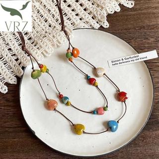 Vòng cổ gốm phong cách boho, điều chỉnh được, màu sắc đa dạng