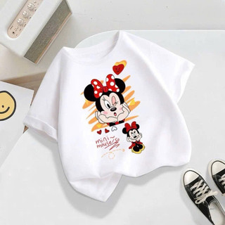 Áo thun cổ tròn thoải mái, in hình hoạt hình một mặt dành cho bé gái, thích hợp mặc ngoài trời.