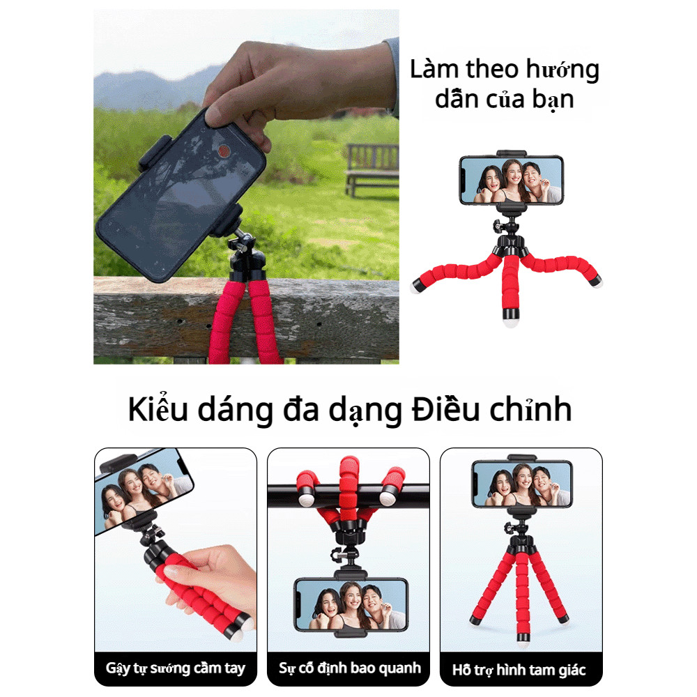 [Chụp ảnh chuyên nghiệp] Giá đỡ điện thoại hình bạch tuộc xoay 360° / Chân máy chống rung / Đế chống trượt dùng để quay video / Giá đỡ điện thoại thông minh khi đi du lịch