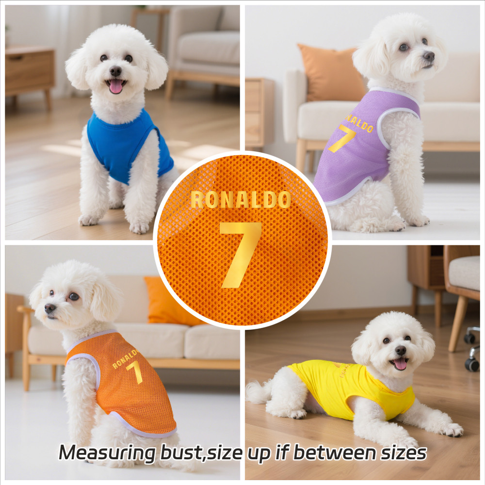 Áo vest thú cưng cỡ S-2XL, in số 7, có nhiều màu sắc và thoáng khí cho mùa hè, thích hợp cho cả sử dụng trong nhà và ngoài trời, và phù hợp với tất cả chó mèo nhỏ.