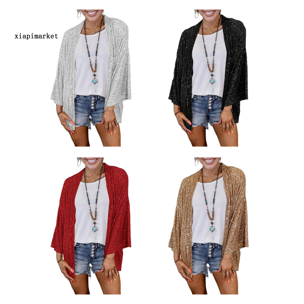 XIA | Áo Khoác Ngoài Nữ Sequin Dài Tay, Thích Hợp Cho Mùa Xuân Thu, Nhẹ Nhàng Thời thượng