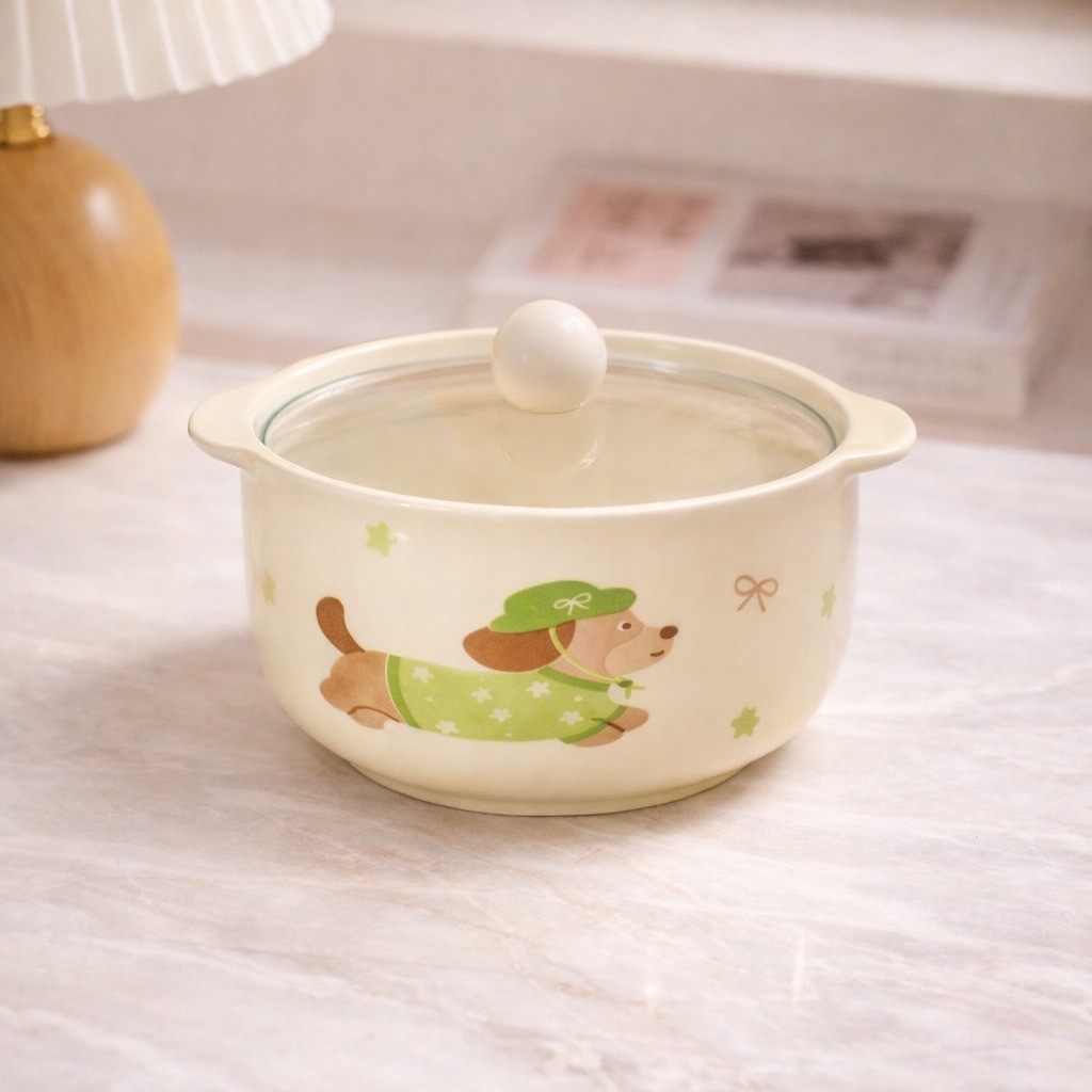 Tô Ăn Mỳ Ăn Cơm Sứ 800ml Có Nắp Kính – Bát Tô Cute Dùng Hàng Ngày, Decor Bàn Ăn