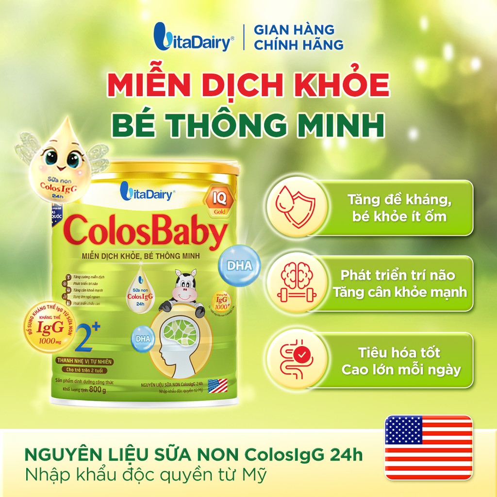 Sữa bột ColosBaby IQ Gold 2+ cho trẻ trên 2 tuổi – Hỗ trợ phát triển trí não – Lon 800g