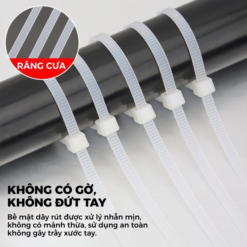 Dây rút nhựa đa năng, bó 200 sợi 25cm - Dây thít nhựa cỡ lớn, bền bỉ, ứng dụng rộng rãi cho mọi nhu cầu