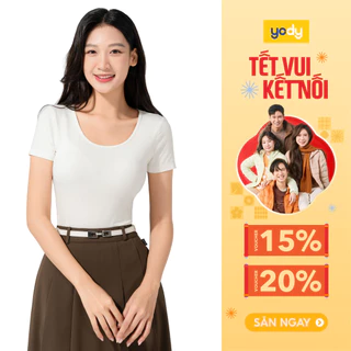 Áo thun nữ YODY croptop ngắn tay, mềm mại, thông thoáng, thấm hút TSN7299