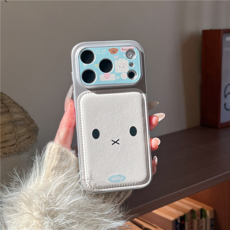 IPhone 17 Pro max 16 Pro max Line họa tiết thỏ chất liệu PU Vỏ điện thoại