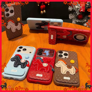 Ốp Lưng Mới Năm Mới Típ Ngựa Trang Trí Ốp Lưng Hình Tròn Cao Cấp iPhone 11/12/13/XR/14/15/16/17/7/XR Pro Max Plus Vân Da