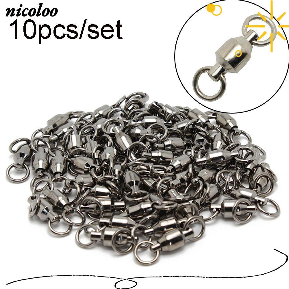 NICOLOO 10 CÁI Câu Cá Cán Xoay Đầu Nối Thép Không Gỉ Cường Lực Cao Cấp Mang Thùng