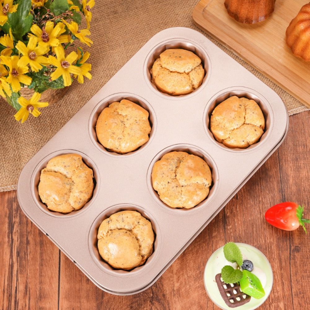 Khuôn Cannele JUIC, Chảo Cupcake khoang 4 / 6 / 9 / 12 bằng thép Carbon, Dễ dàng làm sạch hiệu quả truyền nhiệt cao Lớp phủ chống dính Muffin Khay làm Muffin