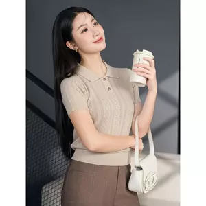 Áo polo nữ CARDINA chất liệu sợi cotton tay cộc khuy nẹp trước 6ALC05
