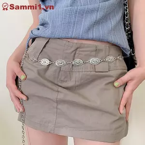 ZK Thắt lưng bohemian dân tộc, dây xích kim loại 60-100cm, phụ kiện thời trang