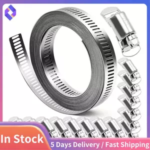 Kẹp ống thép không gỉ 304 cho dây đeo DIY, Cut-To-Fit 19,5 FT + 15 dây buộc Bộ dây buộc có thể điều chỉnh Worm Gear Band Kẹp ống dẫn