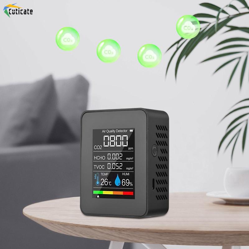 Máy kiểm tra chất lượng không khí Nhiệt độ CO2 Chuyên nghiệp Formaldehyde Máy phân tích không khí chính xác cao cho kho Nhà bếp Sân trường học