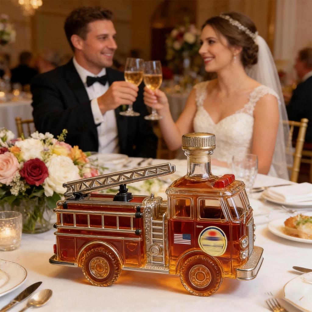 Bình rượu 300ml thủy tinh khắc tay, hình xe tải, dùng cho whisky/vang