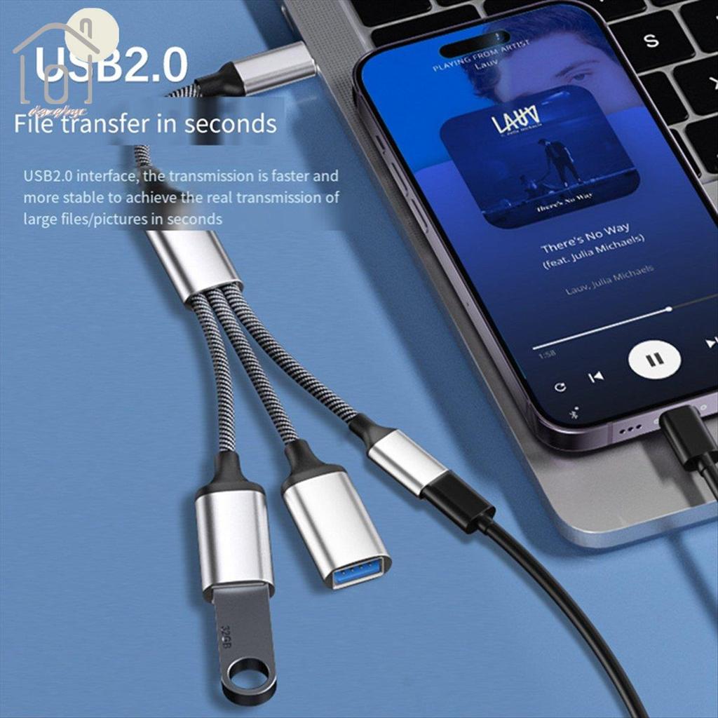 Cáp chia USB Bộ chia nguồn dữ liệu Bộ chuyển đổi chia nguồn USB C Bộ chuyển đổi điện thoại cáp OTG, cho điện thoại Máy tính bảng máy tính xách tay, Dễ sử dụng