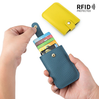 Hộp đựng thẻ nhiều lớp RFID đa chức năng Da thật Hộp đựng danh thiếp siêu mỏng Ví di động dành cho nữ