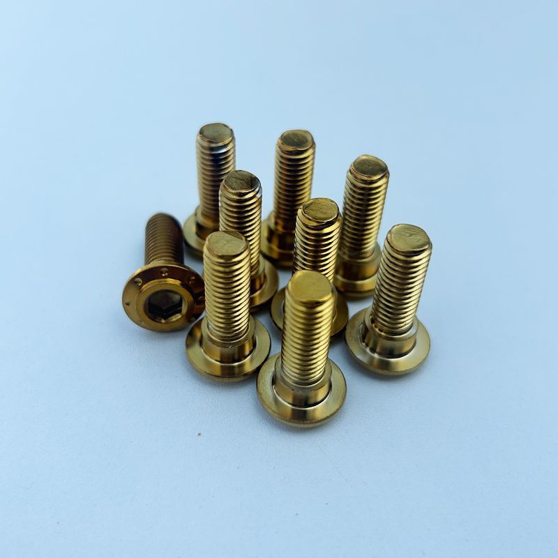 Đinh tán lục giác mặt bích M8*25 dùng cho xe điện/xe máy, phanh đĩa lớn, màu vàng xanh