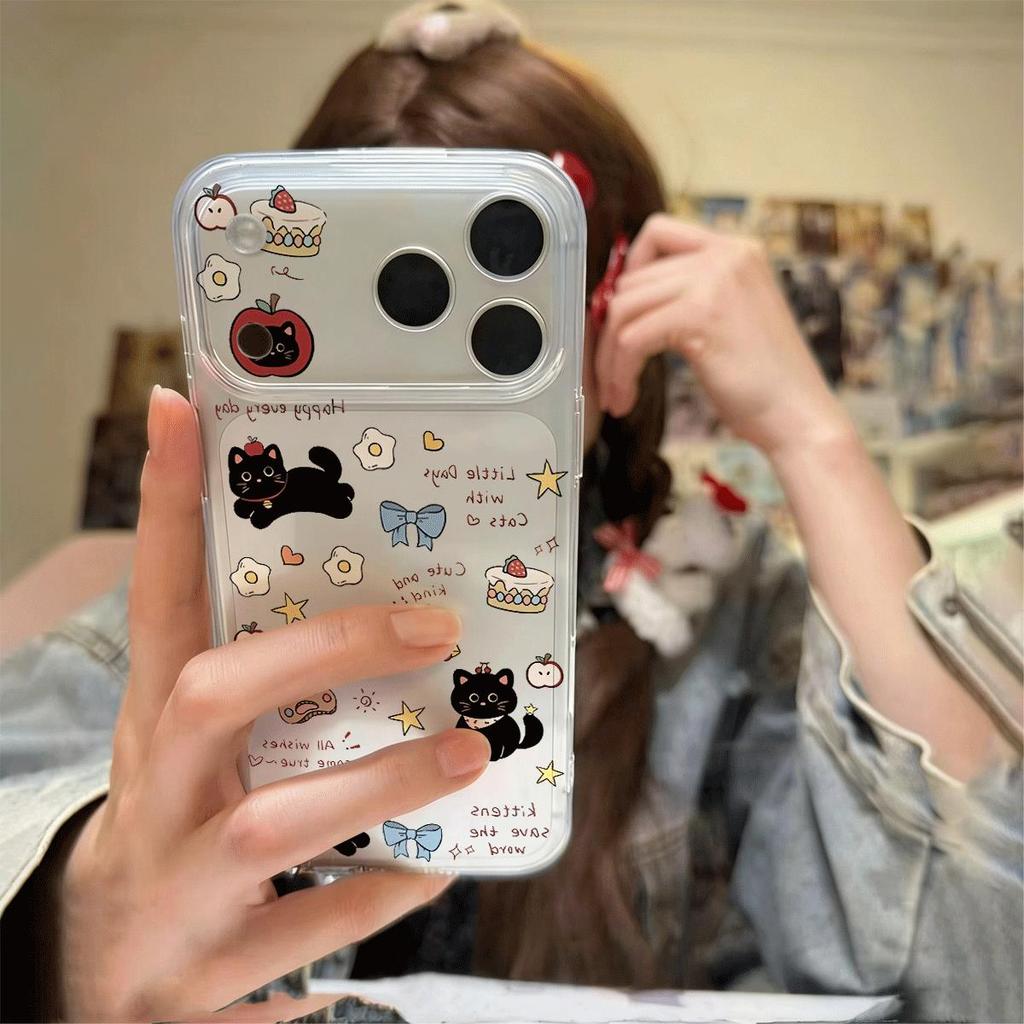 Black Cat Tráng miệng Đảng cho 16 trường hợp iPhone 17Air Space Case 14 13 11Pro