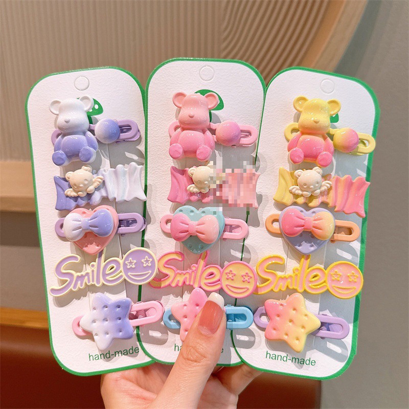 Set 5 kẹp tóc gấu bear smile mẫu mới dành cho bé gái siêu hot