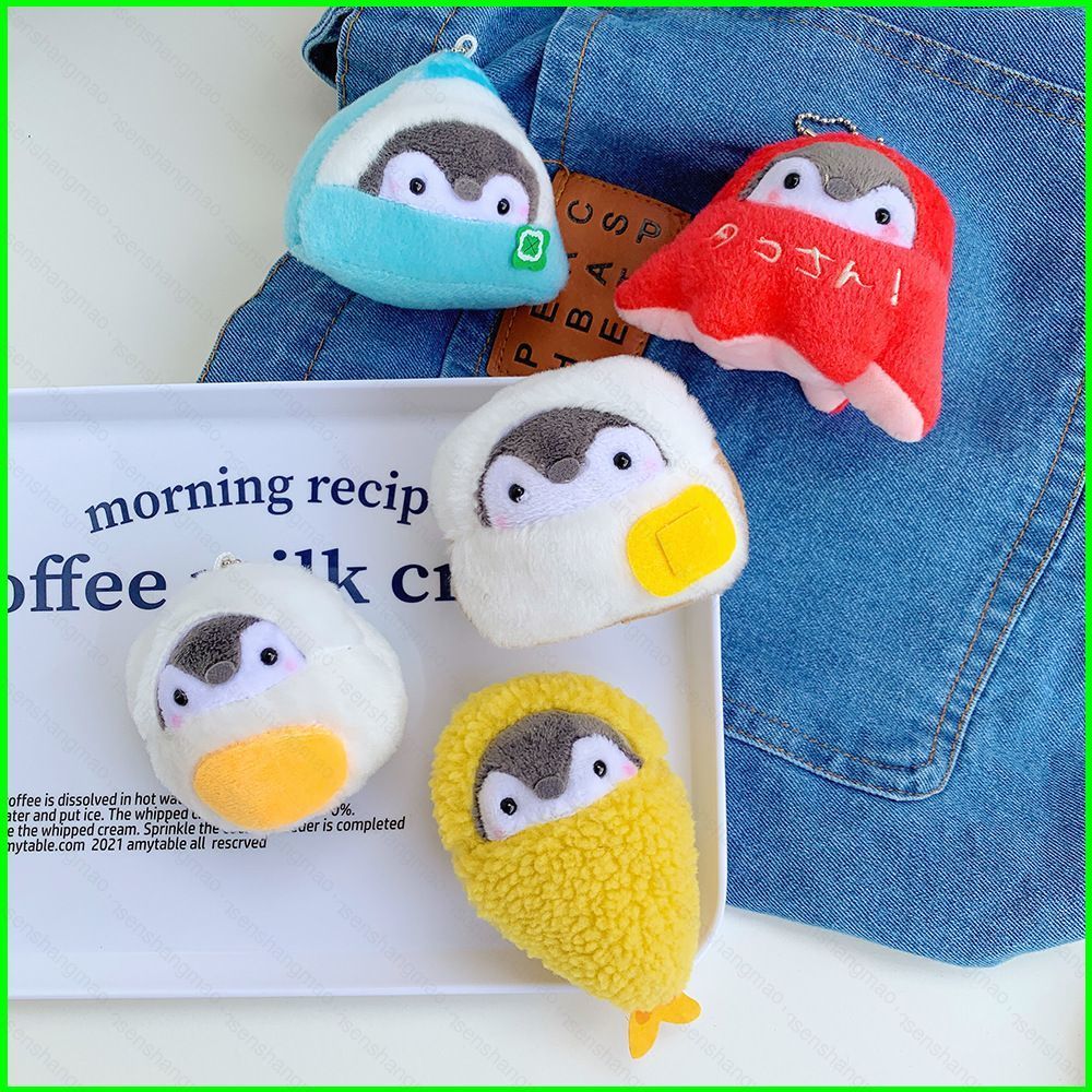 PS1 Kawaii Chim Cánh Cụt Sang Trọng Túi Quyến Rũ Thực Phẩm Nhật Bản Trang Phục Takoyaki Bánh Mì Tempura Onigiri Móc Khóa SP1