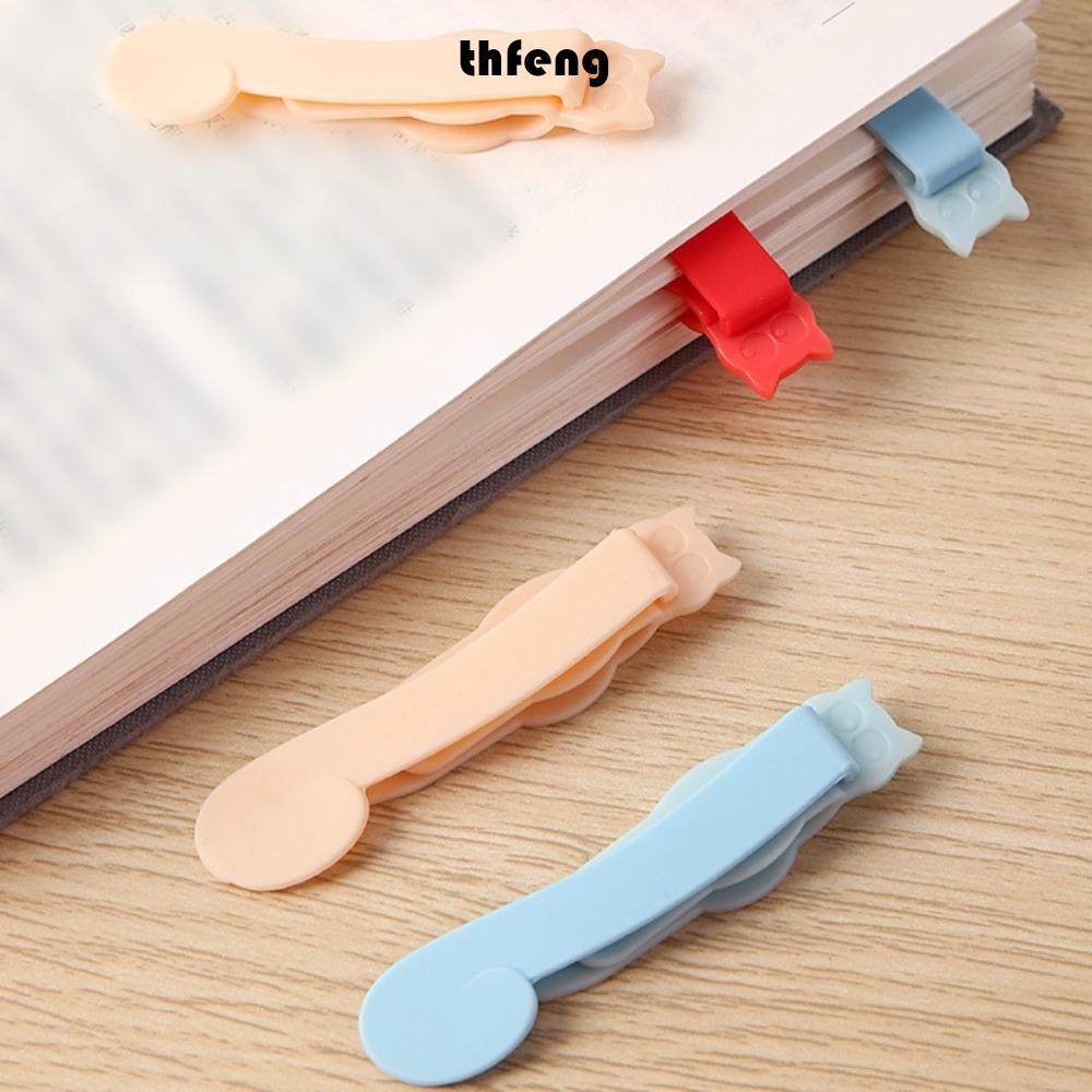 THFENG 1 / 3 Dấu Sách, Silicone Tự Động Theo Dõi Bookmark Clip, Sách Sáng Tạo Phụ Kiện Dự Phòng Mèo Dễ Thương Notebook Trang Chia Cho Người Yêu Đọc Sách