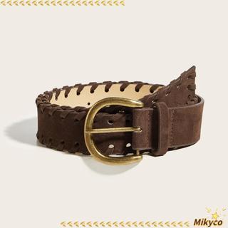 Thắt lưng MIKYCO Retro, Thắt lưng da PU chất liệu mềm màu nâu sang trọng, Thời trang có thể điều chỉnh nâng cao Sense Edge Locking Thắt lưng dệt Trang phục thông thường