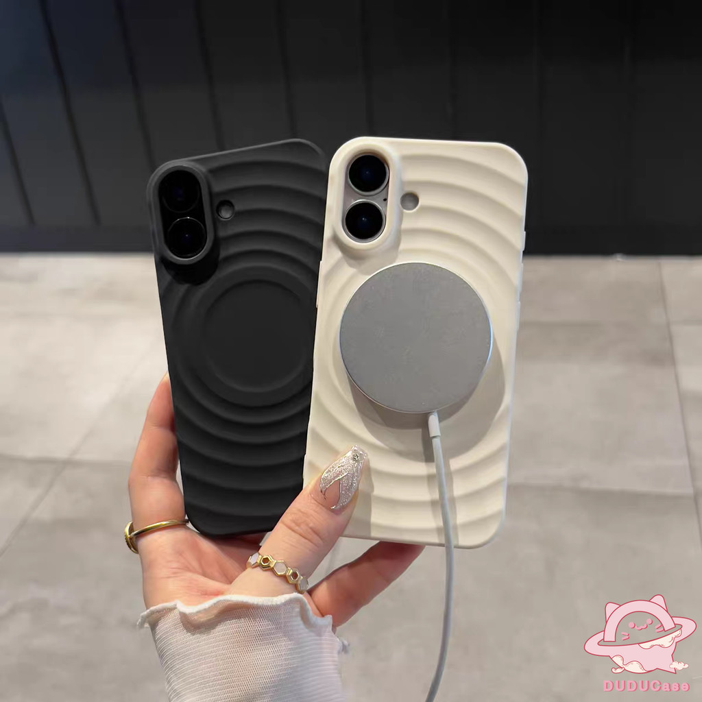 Ốp Mềm Thu Hút Nam Châm Sóng Màu Đơn Giản Tương Thích Cho IPhone Air XR 17 13 11 14 16 15 12 Pro Max X Xs Max 14 16 15 Plus Ốp Chống Sốc Thời Trang Sang Trọng