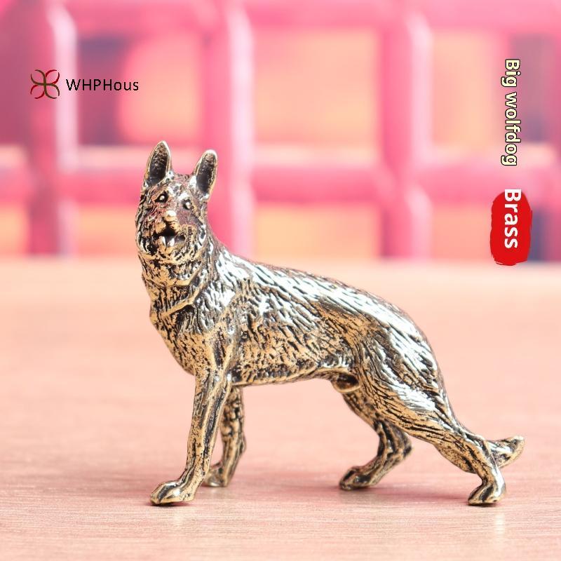 < WHPHous-t > Đồng cổ điển Luy Chó Thu Nhỏ Các Bức Tượng Nhỏ Để Bàn Đồ Trang Trí Nhỏ Đồng Sói Trà Thú Cưng Đồ Trang Trí Nhà Cửa Đẹp