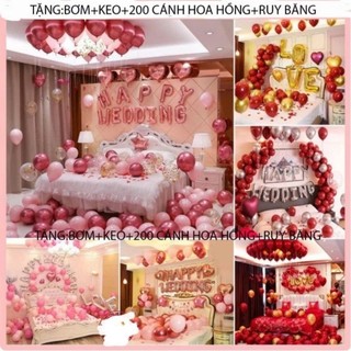 (MIỄN SHIP)Sét Bóng Trang Trí Phòng Cưới, Bóng Bay Trang Trí Phòng Cưới (TẶNG 200 CÁNH HOA HỒNG LỤA)] DF46