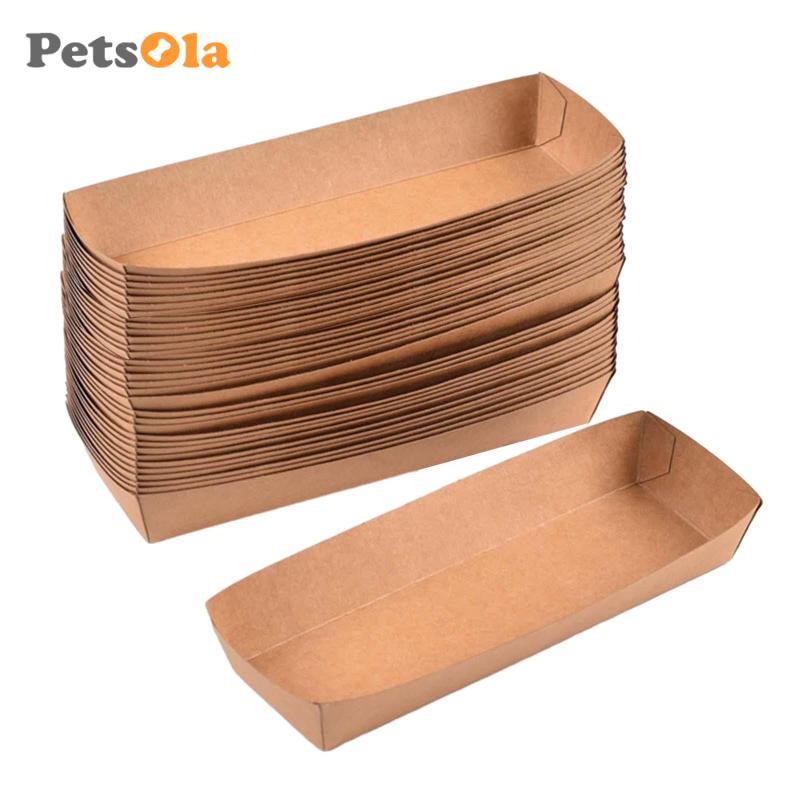 100 Chiếc Dùng Một Lần Giỏ Phục Vụ Có Thể Tái Chế Hộp Đựng Giấy Kraft Khay Thực Phẩm Cho Burgers Khoai Tây Chiên Pháp Bắp Rang Nachos Sandwiches