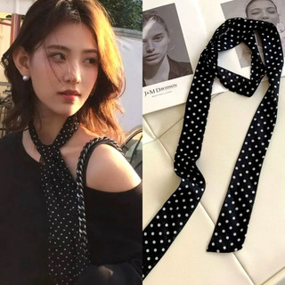 Phong Cách Hàn Quốc Chấm Bi Niche Lụa Khăn Buộc Cổ Dây Buộc Tóc Streamer Nữ Cao Cấp Cảm Giác Khăn Mùa Xuân Mùa Hè Mỏng Phong Cách Bảo Vệ Cổ Khăn Dài 26.3.13 OPYG