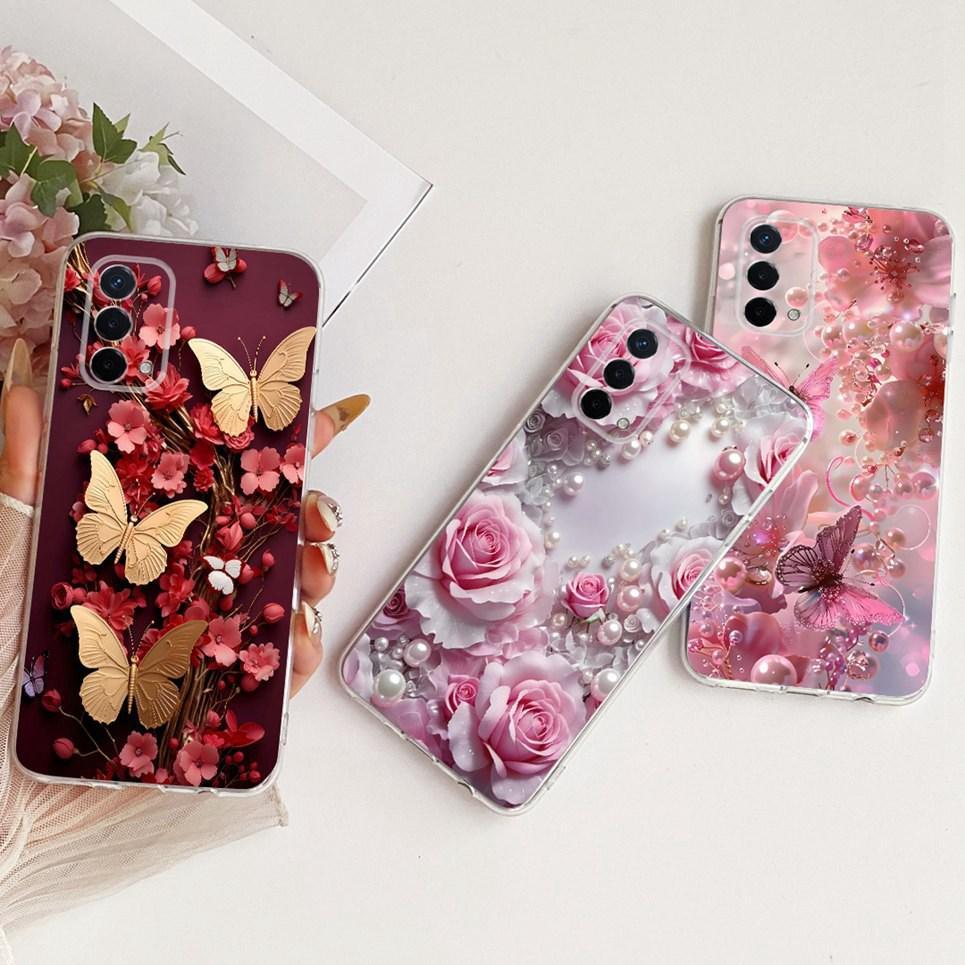 Dành Cho Oppo A74 4G 5G CHP2219 CHP2263 Oppo A95 G4 CPH2365 Ốp Lưng Điện Thoại Hoa Bướm Nhiều Màu Sắc Vỏ Silicon Mềm Trong Suốt