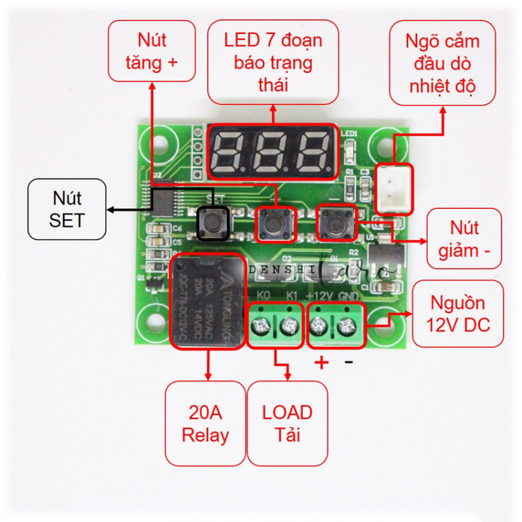 【COD】Mô-đun điều khiển nhiệt độ kỹ thuật số XH-W1209 DC 12V tích hợp đèn LED báo hiệu, hoạt động ổn định và tin cậy.