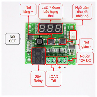 【vạn】Mô-đun công tắc nhiệt XH-W1209 DC 12V dùng để bật tắt quạt, sưởi, máy nén dựa trên ngưỡng nhiệt cài đặt chính xác.